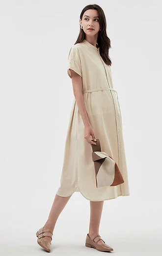 Cotton Maternity & Nursing Shirt Dress