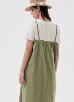 Buttoned Short Sleeve Maternity & Nursing Dress, Olive, hi-res