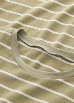 Striped Maternity & Nursing Pyjama Dress, Olive, hi-res