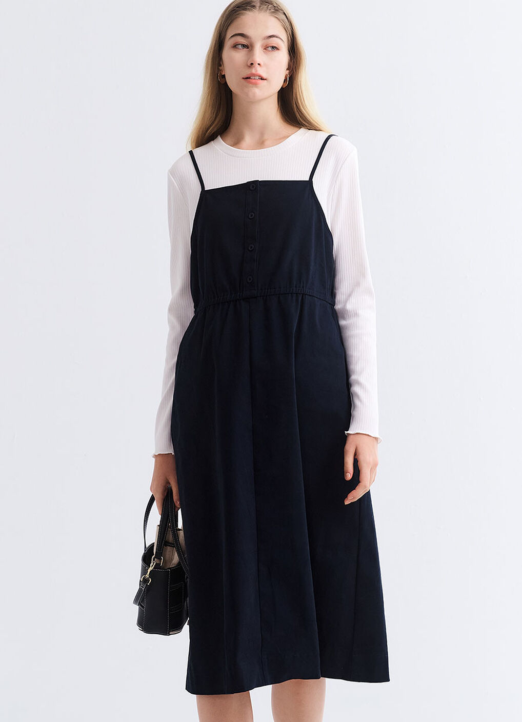 2 in 1 Maternity & Nursing Spliced Dress, Navy, hi-res image number 0