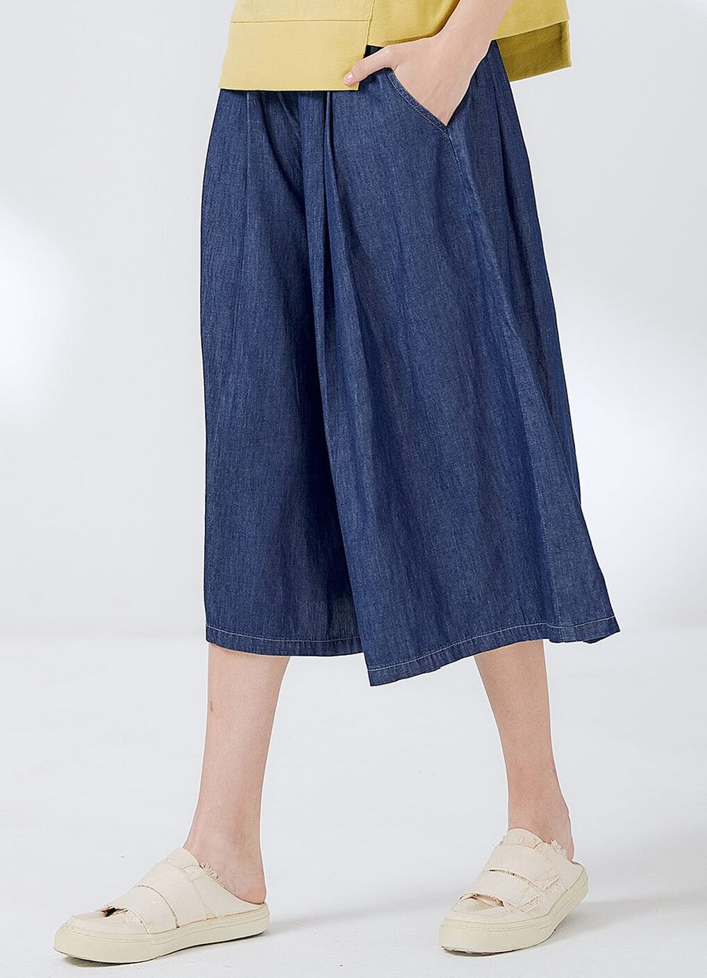 Drapey Denim Maternity Culottes Pants, , hi-res image number 0