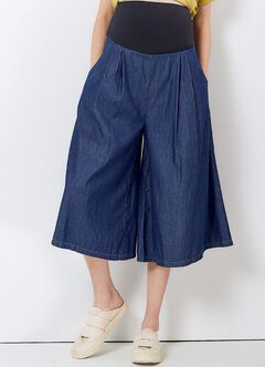 Drapey Denim Maternity Culottes Pants, , hi-res