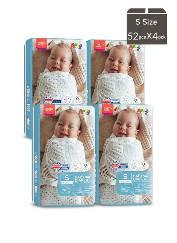 Mamaway Baby Diapers (S, 52pcs x 4pck)