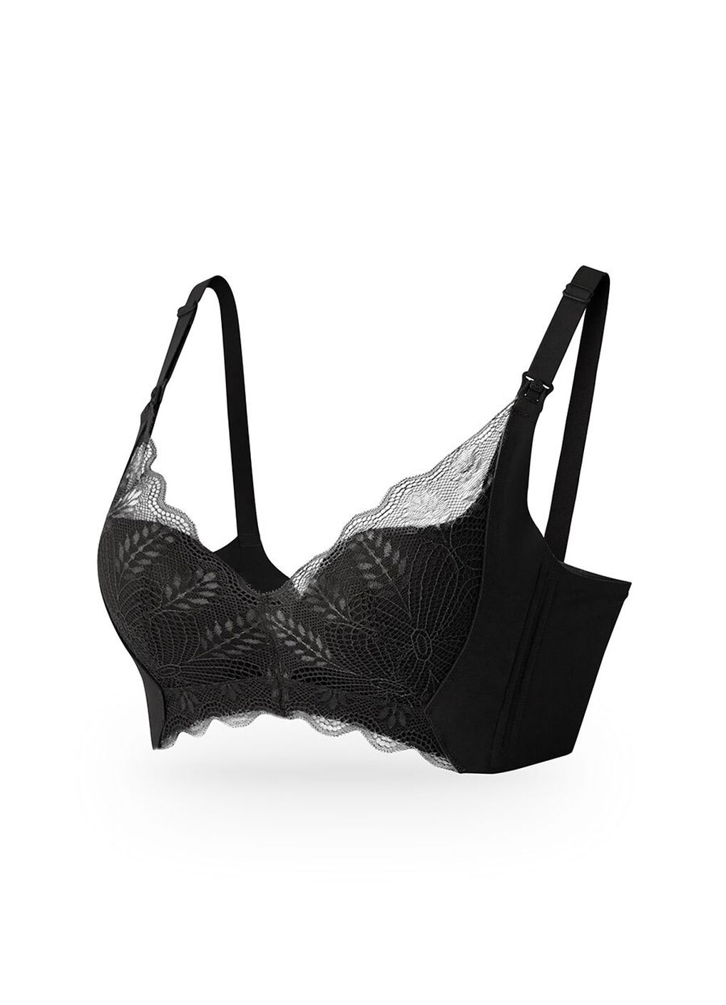 Silky Lace Seamless Maternity & Nursing Bra, Black, hi-res image number 4