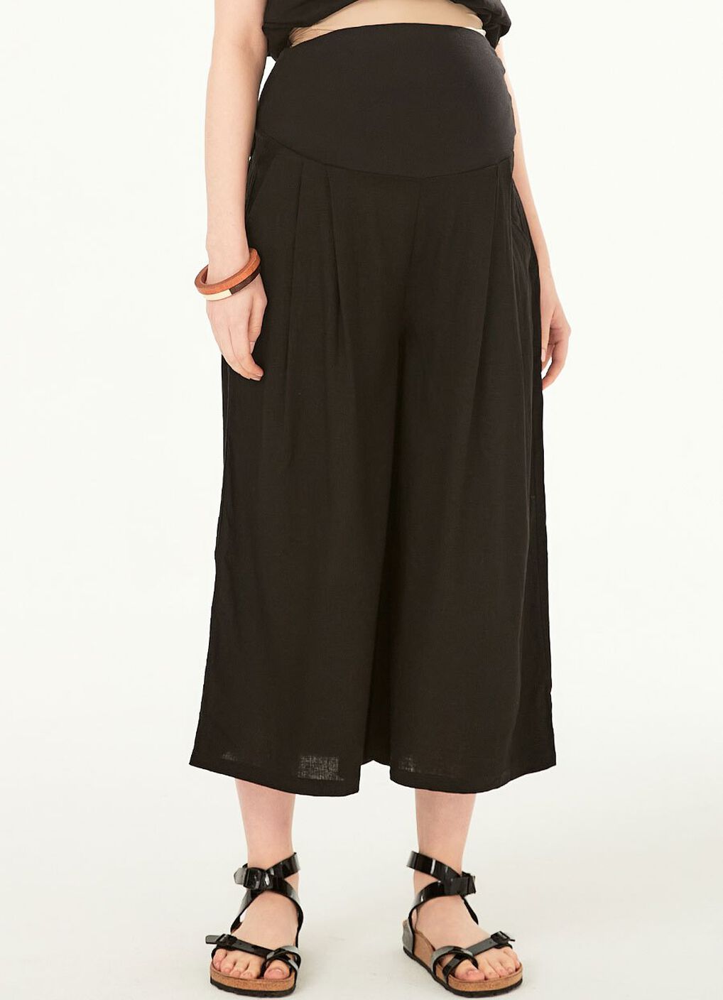 Drapey Maternity Wide Leg Pants, Black, hi-res image number 1