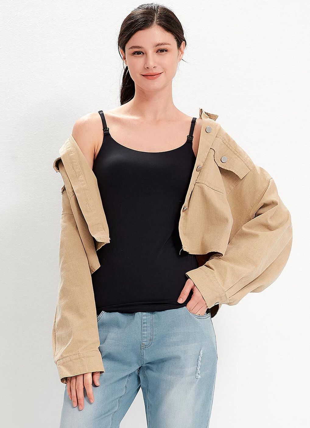 The Signature Maternity Nursing Cami, Black, hi-res image number 0