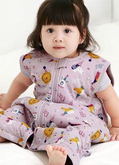 Lightweight Optimum Temp. Sleep Suit-Doggie Party, Purple, hi-res