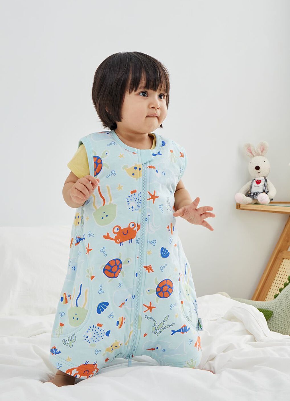 Lightweight Optimum Temp. Sleep Suit-Sea World, , hi-res image number 2