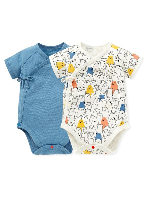 Polar Bear Newborn Cotton S/S Bodysuit 2 Pcs Pack