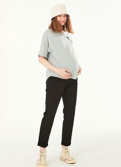 Cotton Maternity Slim Pants, Black, hi-res
