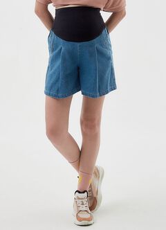 A-Line Maternity Denim Shorts, , hi-res
