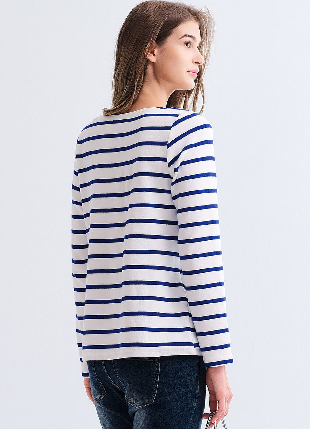 Striped Boat Neck Maternity & Nursing Top, , hi-res image number 6
