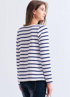 Striped Boat Neck Maternity & Nursing Top, , hi-res
