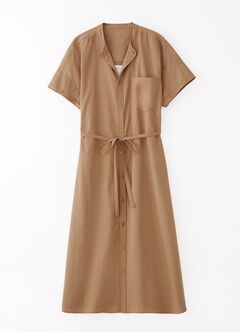 Cotton Maternity & Nursing Shirt Dress, Camel, hi-res