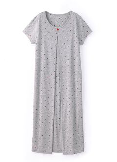 Mickey Dotty Maternity & Nursing Pyjama Dress, Silver, hi-res