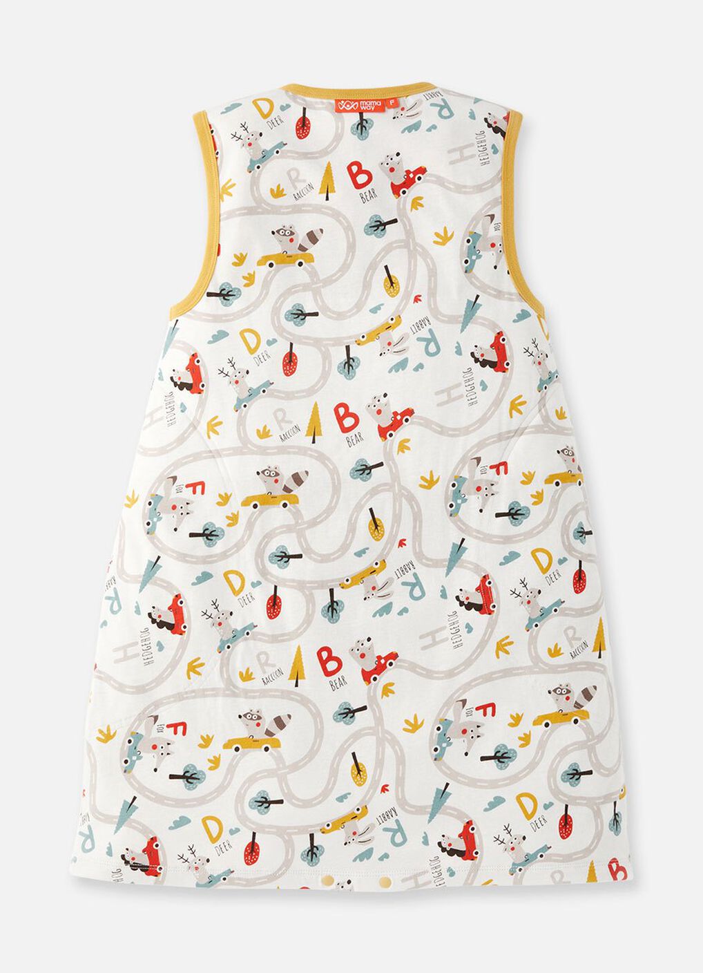 Lightweight Optimum Temp. Sleep Suit-Jungle Bumper Car, Mustard, hi-res image number 1