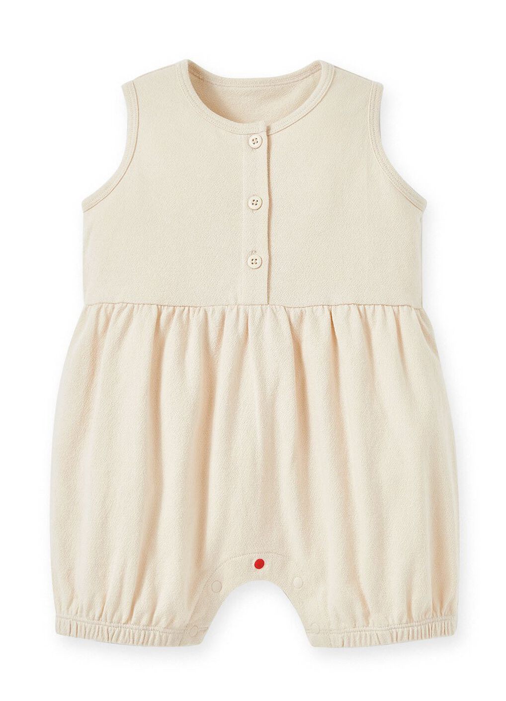 Button Front Baby Sleeveless Romper, Cream, hi-res image number 0