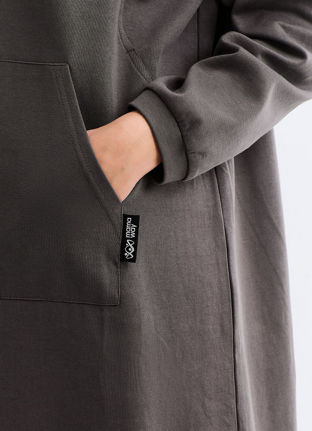Relaxed Cotton Maternity & Nursing Hoodie Dress, Charcoal, hi-res image number 3