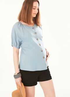 Cotton Maternity Shorts, Black, hi-res