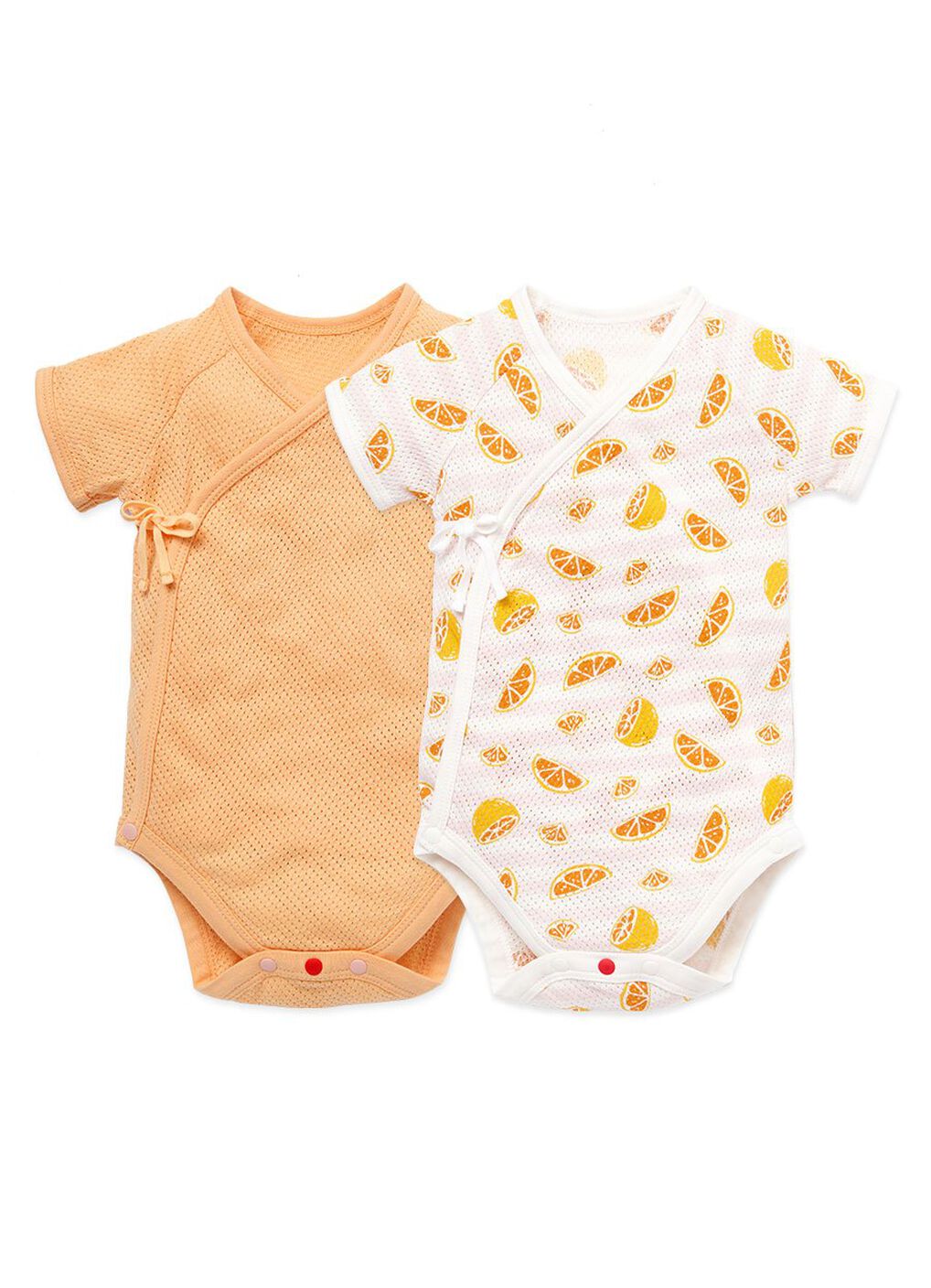 Newborn Cotton Mesh Short Sleeve Bodysuit 2 Pack, Orange, hi-res image number 0