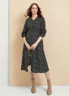 Floral Print V-Neck Maternity & Nursing Dress, , hi-res