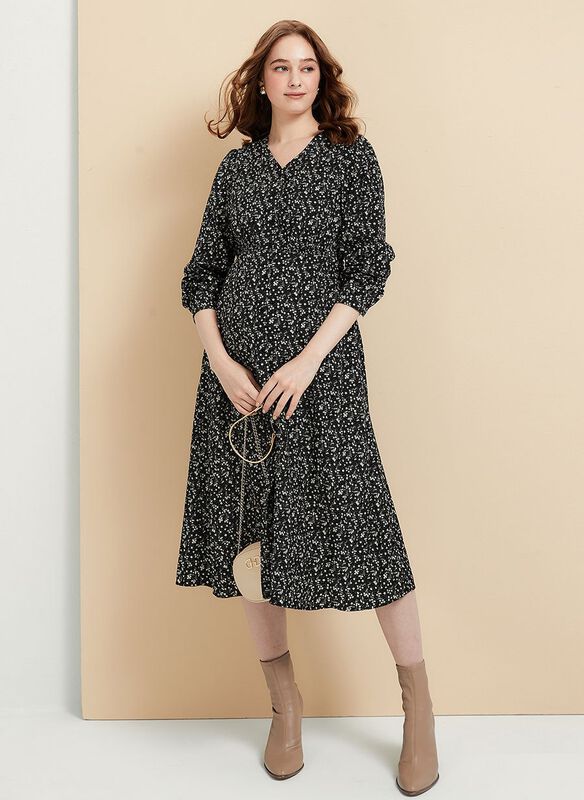 Floral Print V-Neck Maternity & Nursing Dress