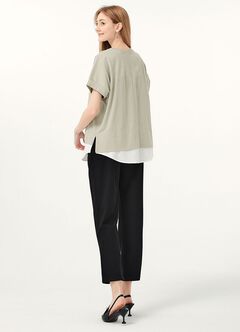 Cropped Maternity Slim Pants, Black, hi-res
