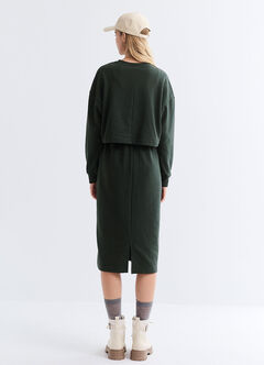 Back Slit Maternity & Nursing Two-Piece Dress, Dark Green, hi-res