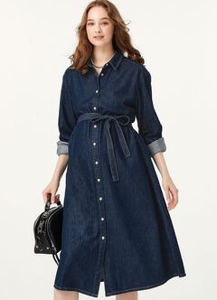 Denim Belted M&N Shirt Dress, , hi-res