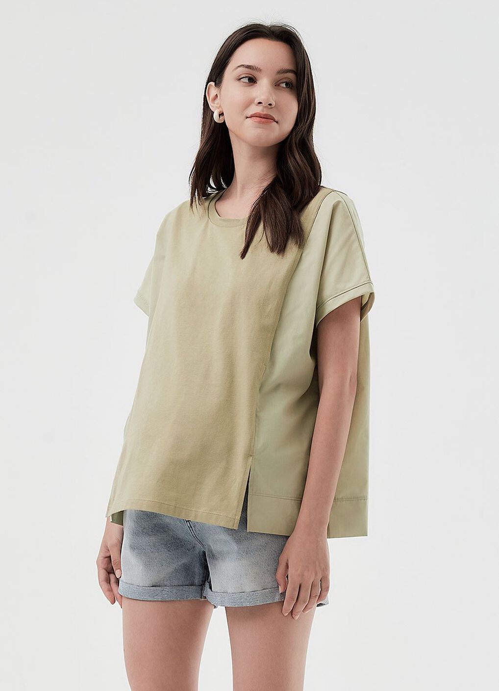 Blend Spilt Hem Maternity & Nursing Top, , hi-res image number 2