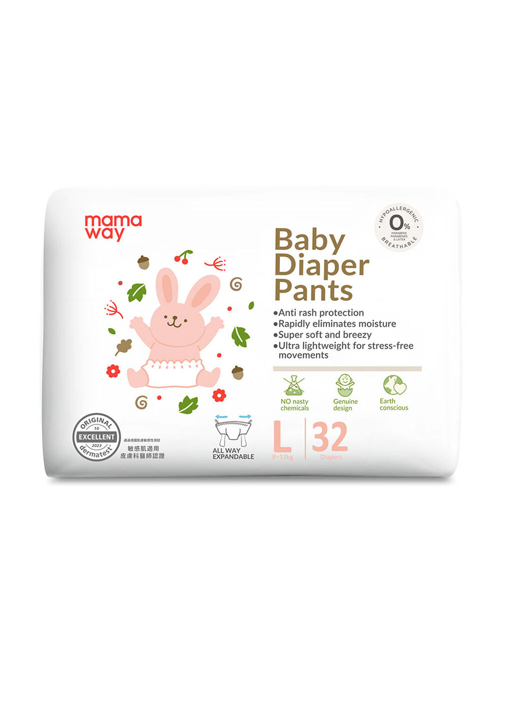 Mamaway Baby Diaper Pants (L , 32 pcs), , hi-res image number 0