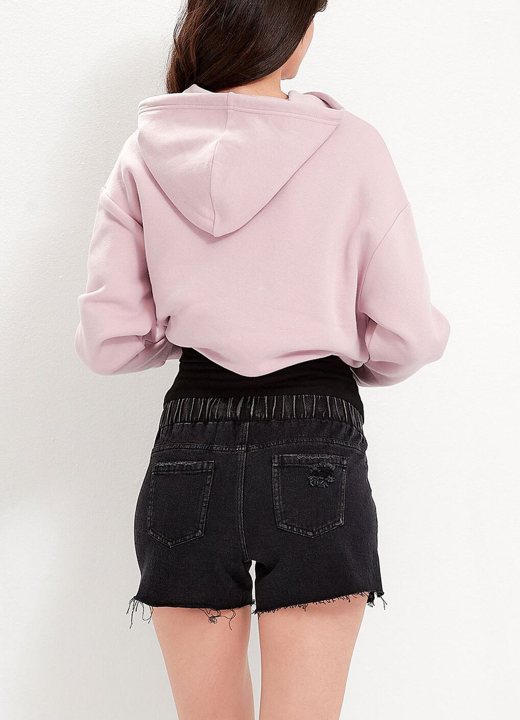 Raw Hem Ripped Maternity Denim Shorts, , hi-res image number 3