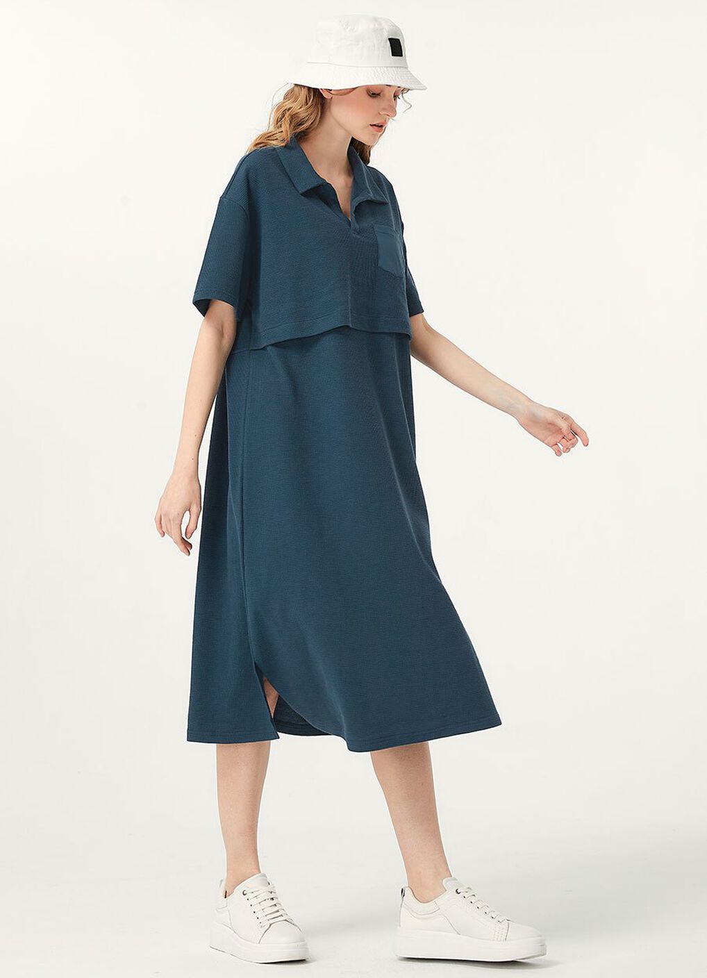 Waffle M&N Polo Dress, Navy, hi-res image number 0