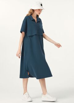 Waffle M&N Polo Dress, Navy, hi-res