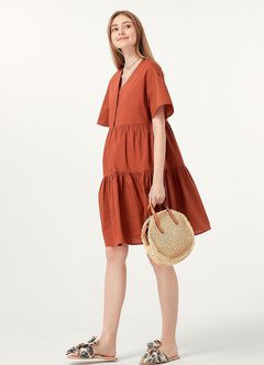 Flared Hem Cotton Maternity & Nursing Dress, , hi-res