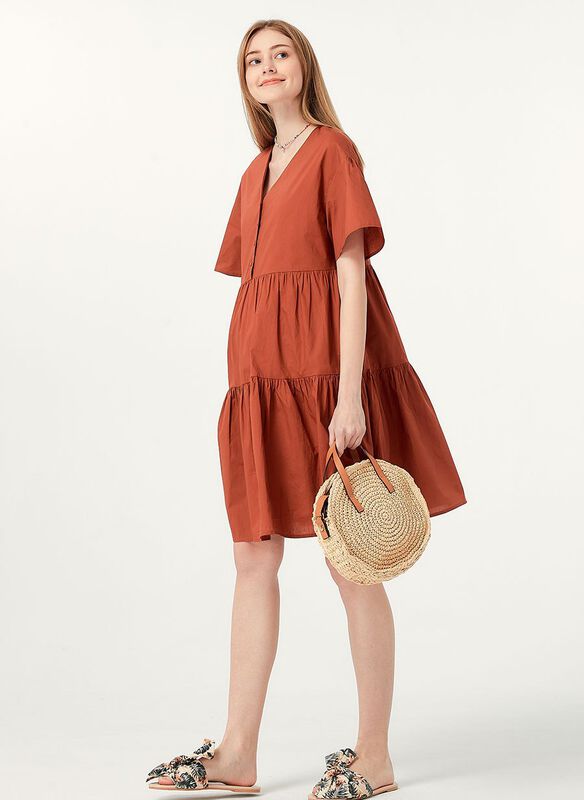 Flared Hem Cotton Maternity & Nursing Dress