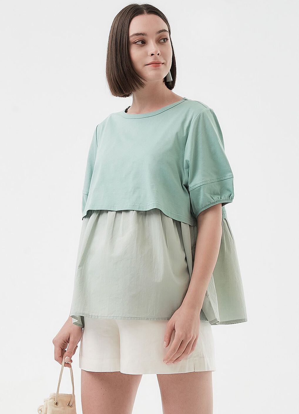 Umbrella Hem Short Sleeve Maternity & Nursing Top, , hi-res image number 0