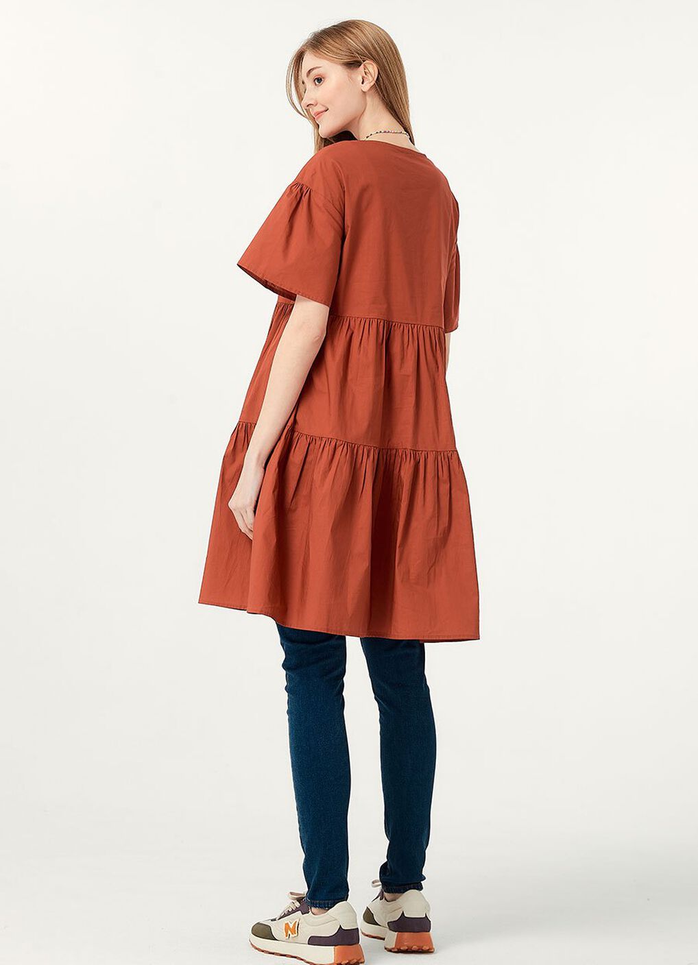 Flared Hem Cotton Maternity & Nursing Dress, , hi-res image number 3