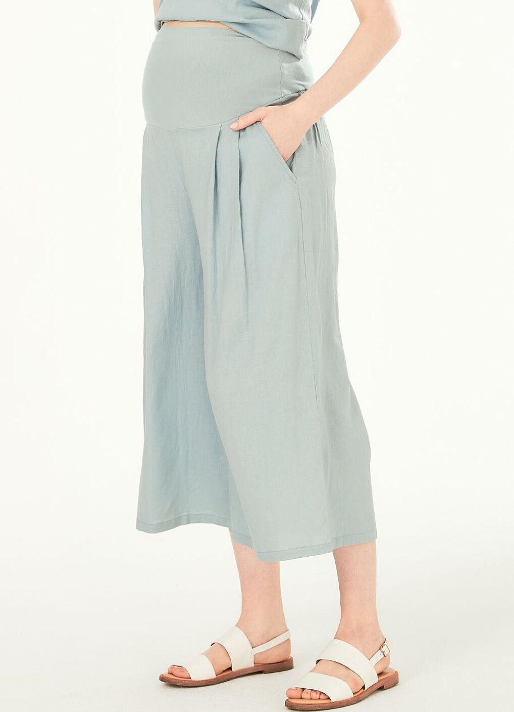 Drapey Maternity Wide Leg Pants, Blue Grey, hi-res image number 2