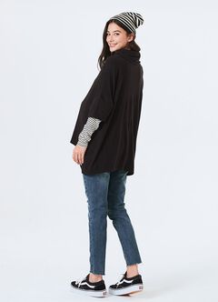 2 in 1 Maternity & Nursing Loose Top, Black, hi-res