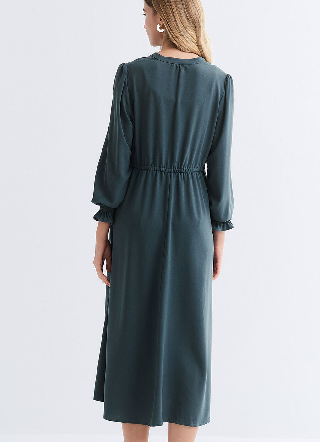 Half Placket Maternity & Nursing Dress, Teal, hi-res image number 4