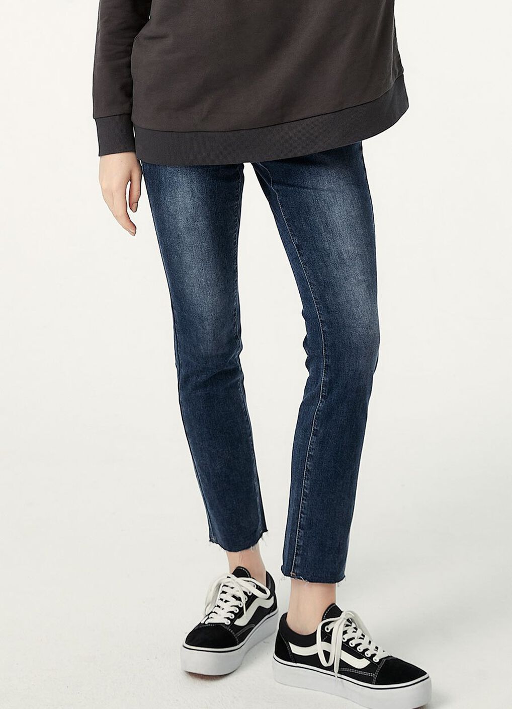 Raw Hem Maternity Slim Straight Jeans, Navy, hi-res image number 0