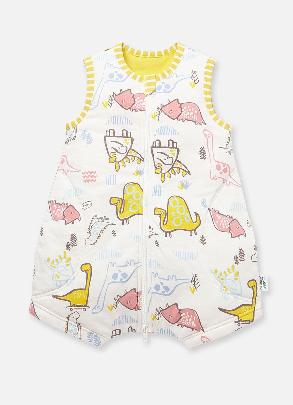 Lightweight Optimum Temp. Sleep Suit- Dinosaur, Mustard, hi-res image number 0