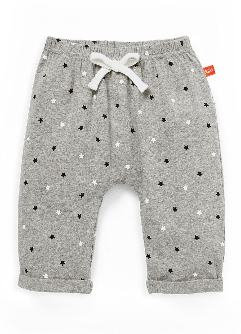 Twinkle Stars Baby Cotton Rolled Up Pants, Silver, hi-res image number 0