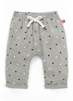 Twinkle Stars Baby Cotton Rolled Up Pants, Silver, hi-res