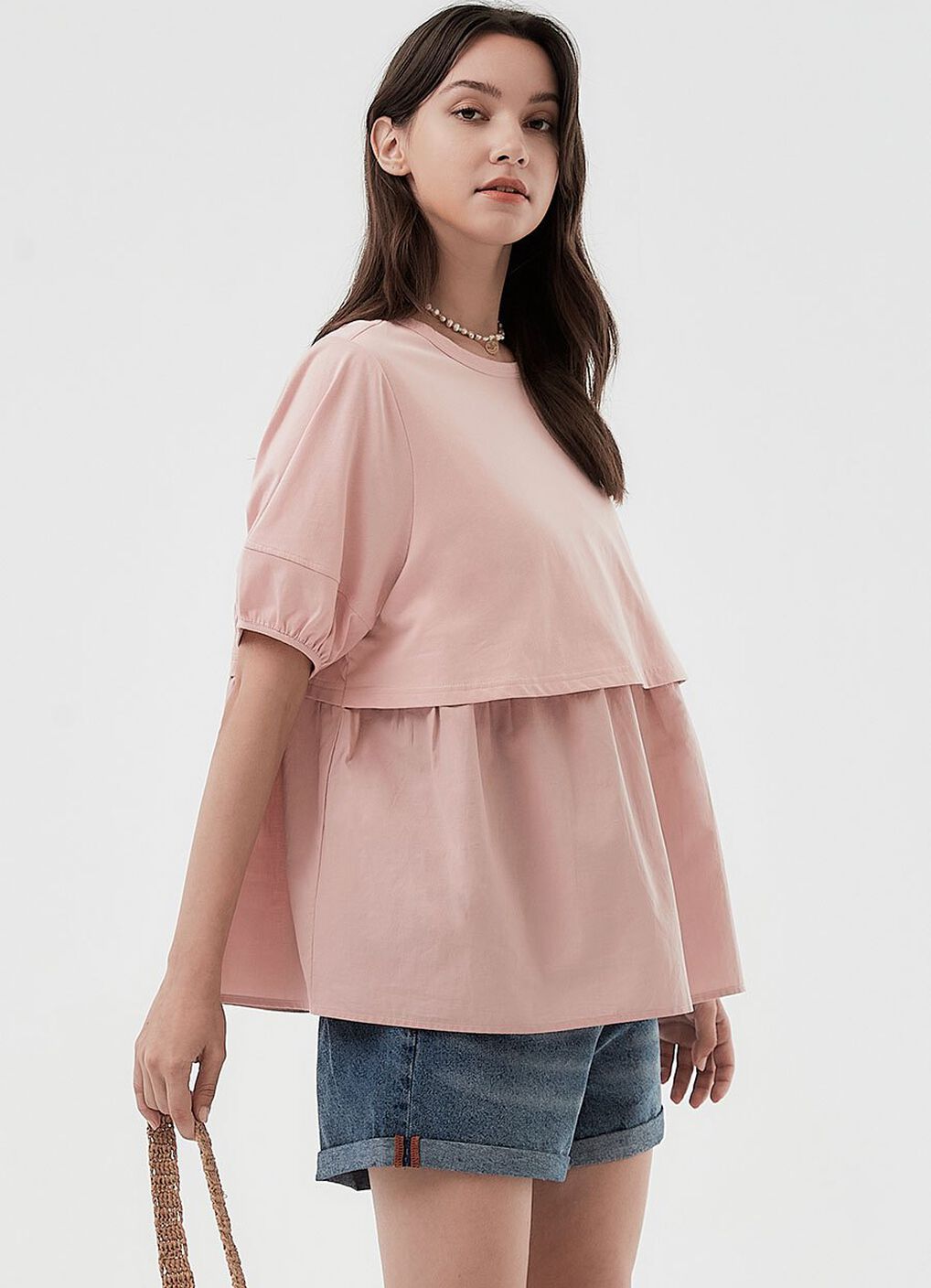 Cuffed Maternity Denim Shorts, , hi-res image number 5