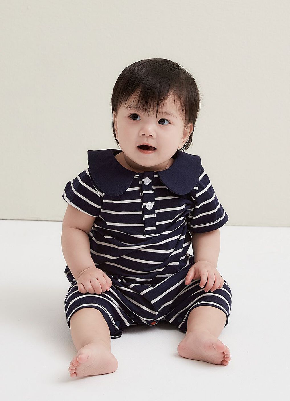 Striped Baby Polo Romper, , hi-res image number 1