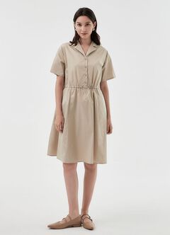 Collared Tie Waist Maternity & Nursing Short Sleeve Dress, , hi-res