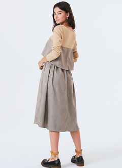 Splicing Maternity & Nursing Dress, Khaki, hi-res