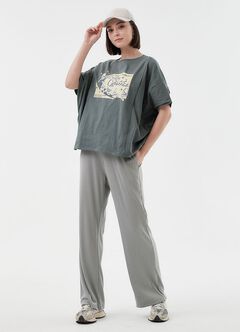 Pleated Maternity Straight Leg Pants, Silver, hi-res